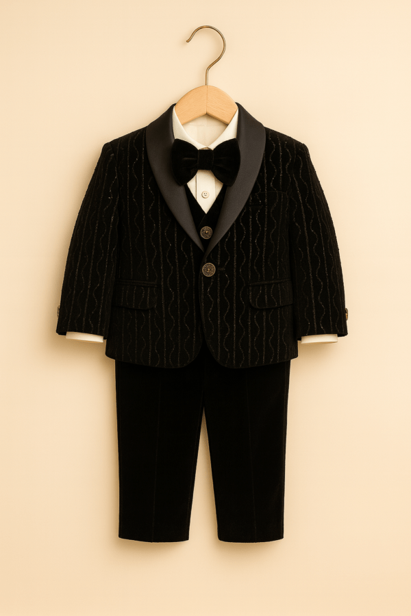 Boys' Velvet Tuxedo Set – Black